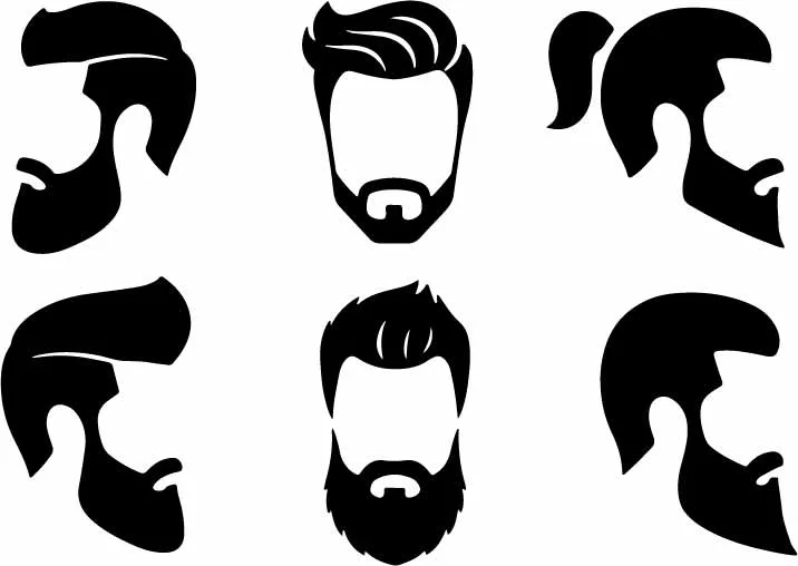 Men Haircut And Groomed Beard Styles Clipart Set Free Vector