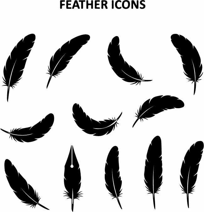 Decorative Bird Feathers Collection Silhouette Clipart Free Vector