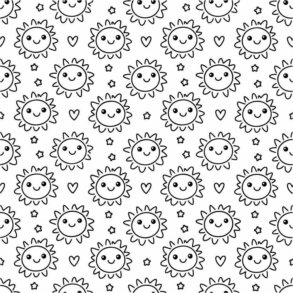 Happy Cartoon Sun Faces And Hearts Seamless Pattern Free Vector