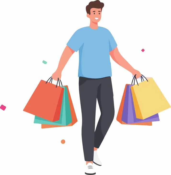 Casual Man Carrying Colorful Shopping Bags Free Vector