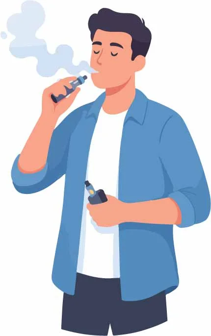 Young Man Smoking Electronic Cigarette Vape Free Vector