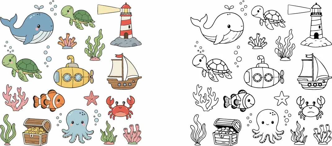 Nautical Ocean Wildlife And Coastal Maritime Clipart Free Vector