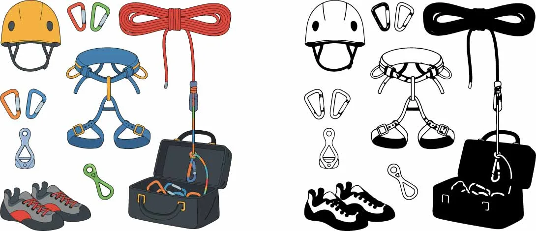 Outdoor Hiking Backpack And Climbing Gear Clipart Free Vector