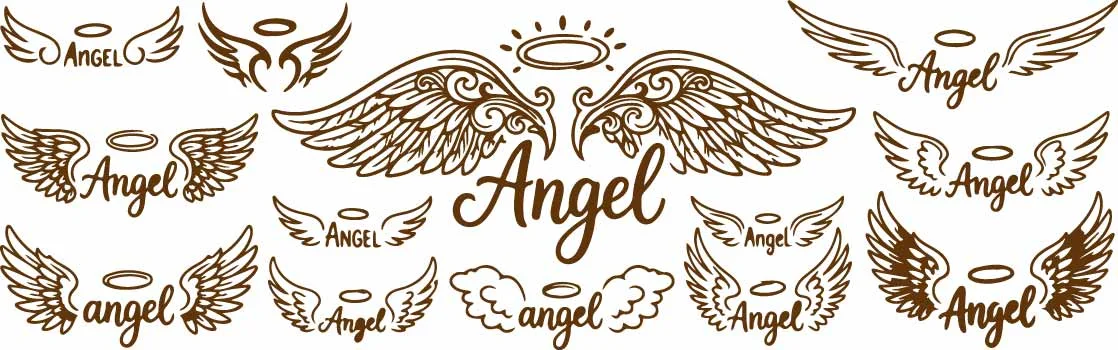 Vintage Angel Wings With Halo And Calligraphy Crest Free Vector