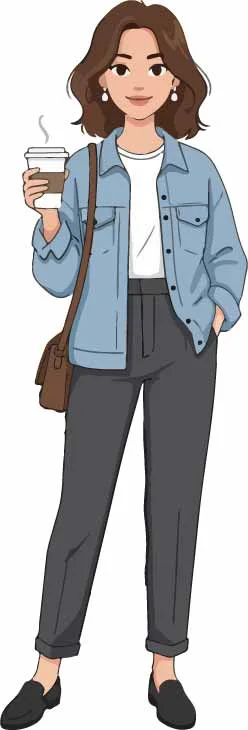 Stylish Young Woman Drinking Coffee Illustration Free Vector