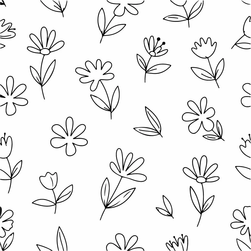 Minimalist Daisy Floral Line Art Pattern Free Vector