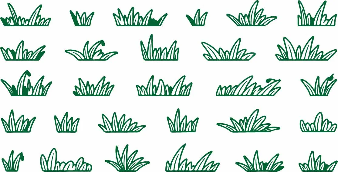 Hand Drawn Clump Grass And Lawn Blades Line Art Free Vector