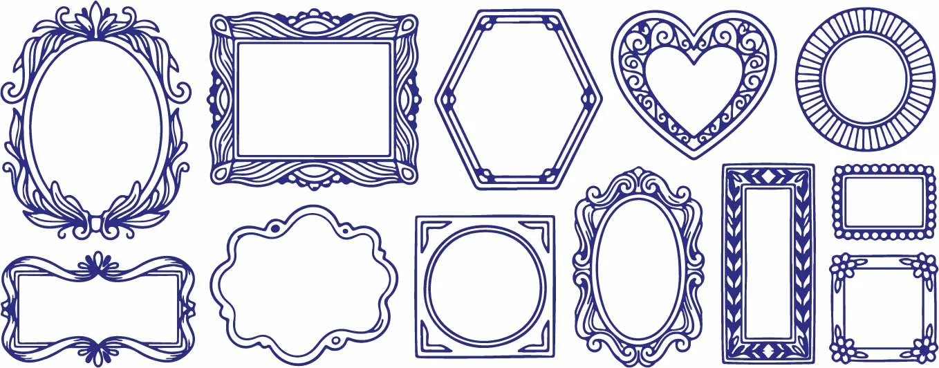 Decorative Vintage Mirror And Picture Frame Borders Free Vector