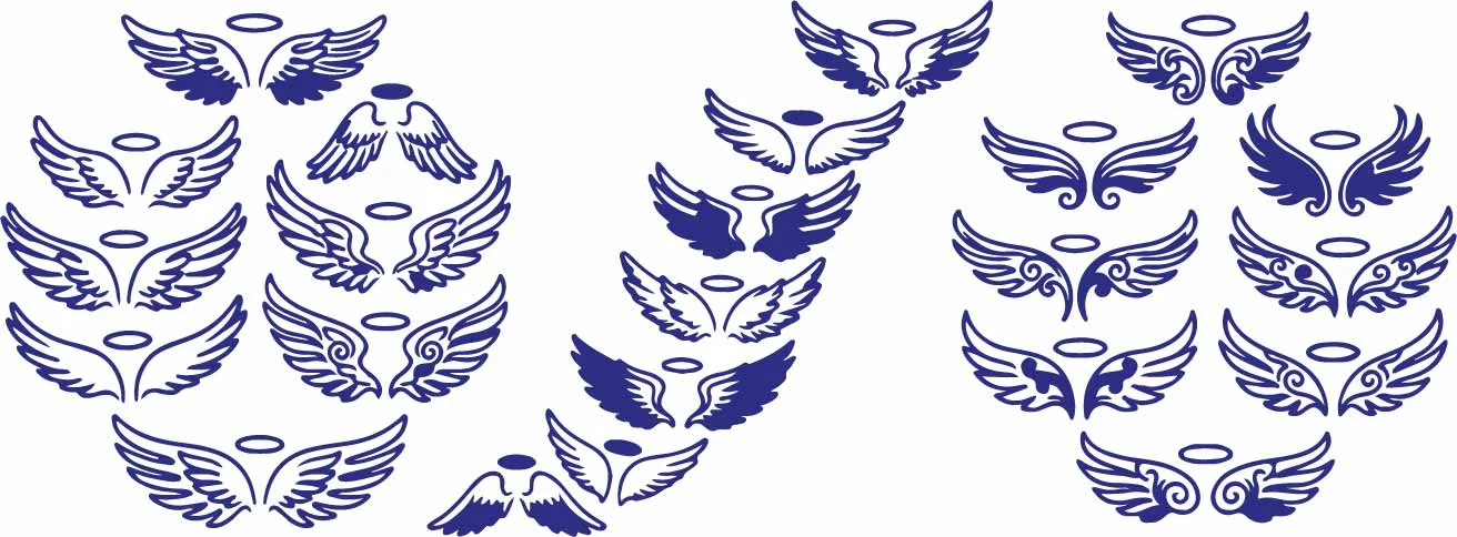 Decorative Winged Halo Emblems And Angels Crest Free Vector