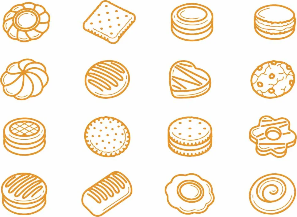 Crispy Bakery Cookies And Biscuits Line Pattern Free Vector