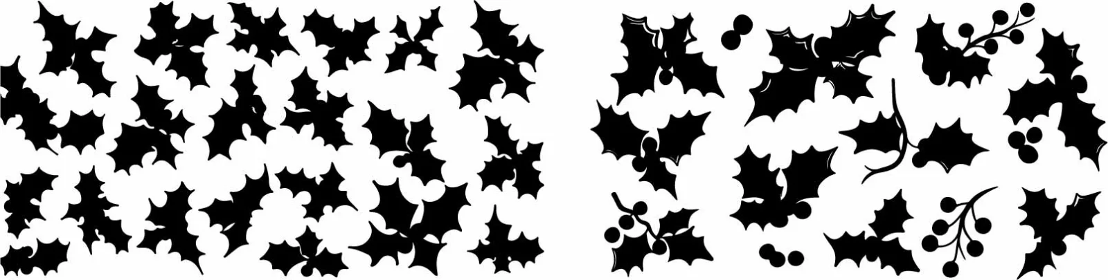 Winter Christmas Holly Leaves And Berries Silhouettes Free Vector