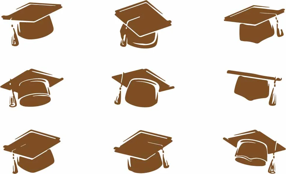Graduation Mortarboard Academic Caps Pattern Free Vector