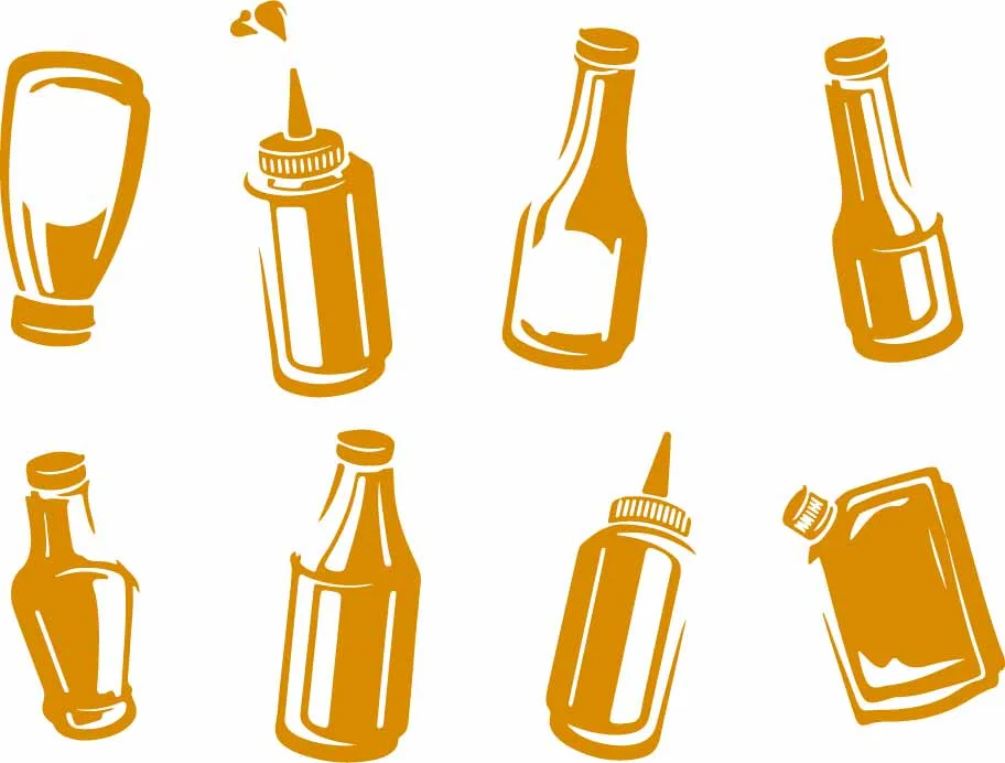 Yellow Sauce Condiment Squeeze Bottles Pattern Free Vector