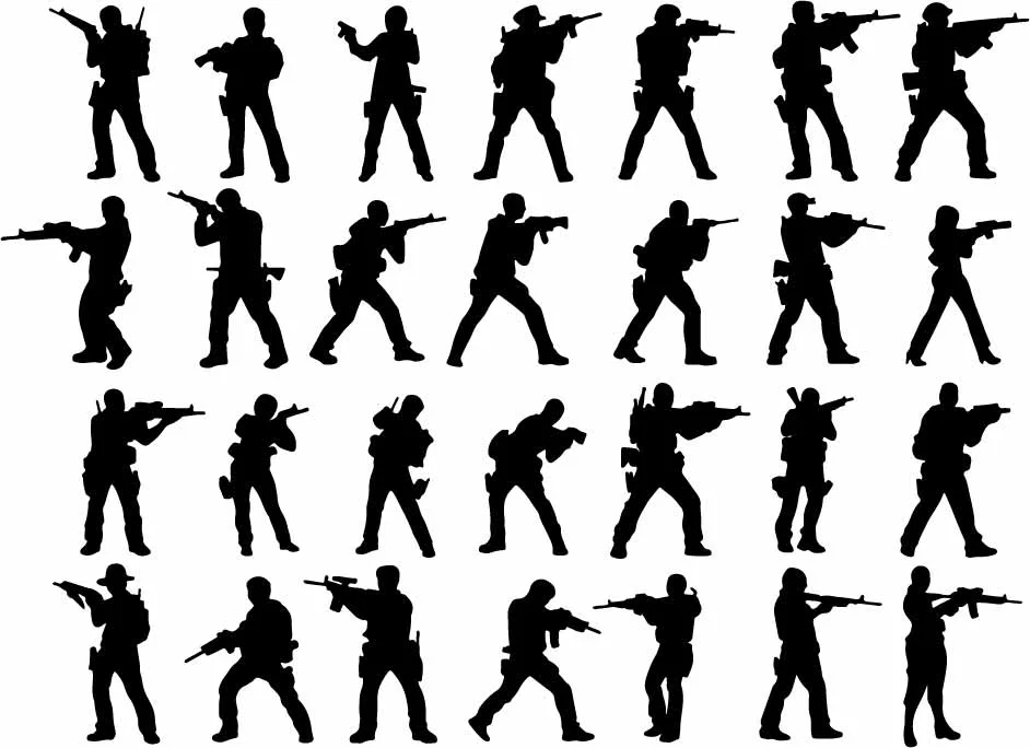 Tactical Military Soldiers With Rifles Pattern Free Vector