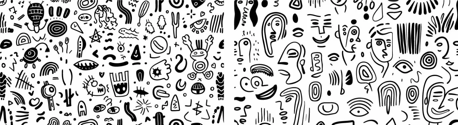 Abstract Quirky Doodles And Monster Characters Free Vector