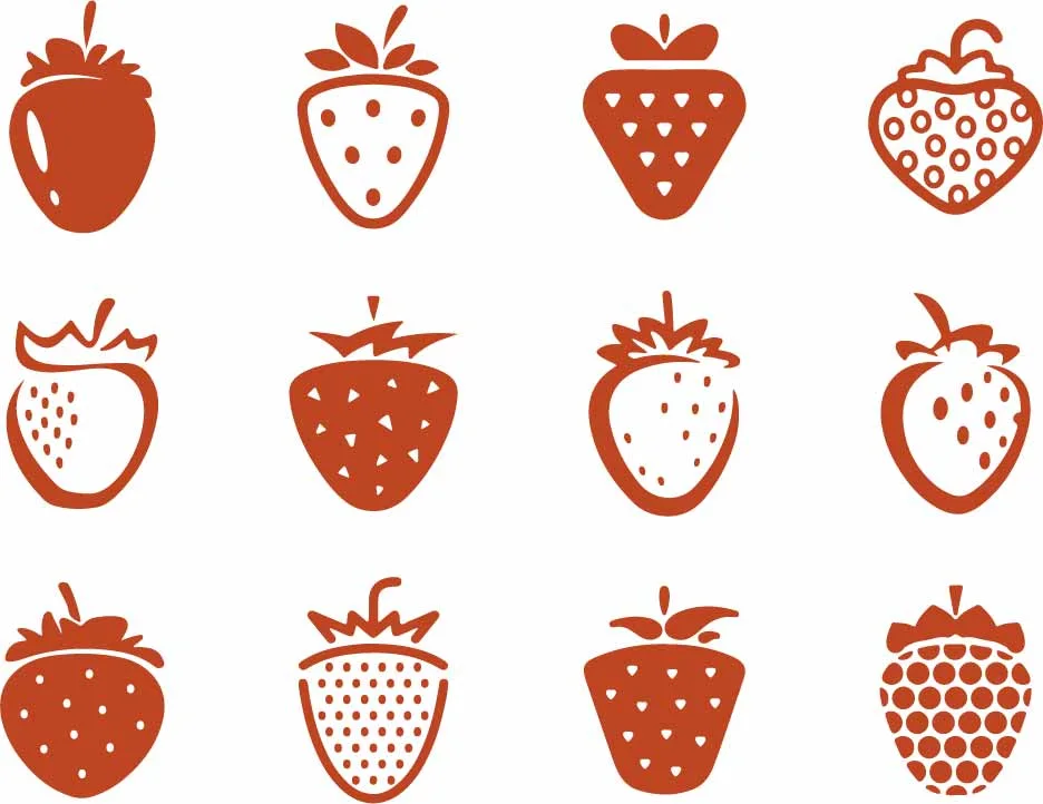 Sweet Red Strawberries And Berry Fruit Pattern Free Vector