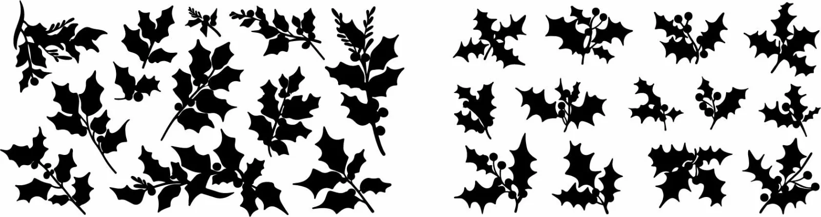 Christmas Holly Leaves And Berries Ink Silhouettes Free Vector