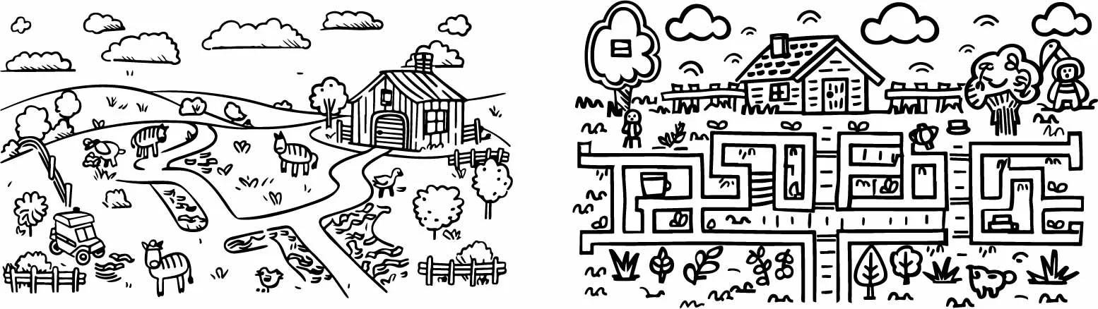 Rustic Countryside Farmhouse And Garden Landscape Free Vector