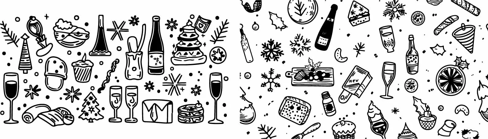 New Year Celebration And Holiday Party Doodles Set Free Vector