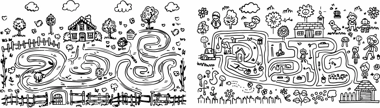 Intricate Labyrinth Maze And Garden Pathways Sketch Free Vector