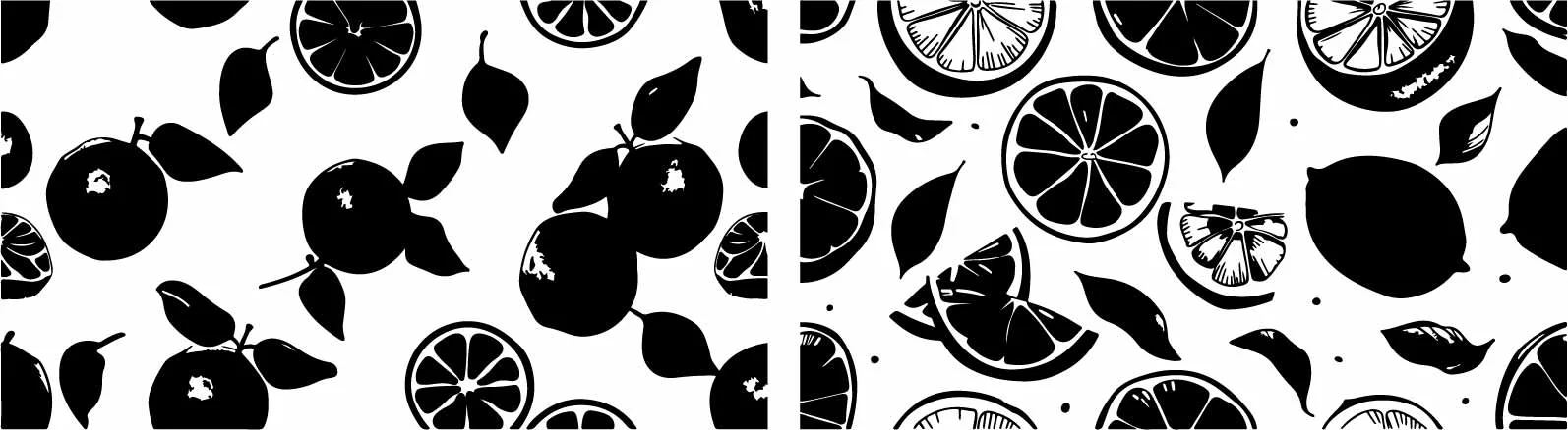Citrus Oranges And Botanical Leaves Silhouette Art Free Vector