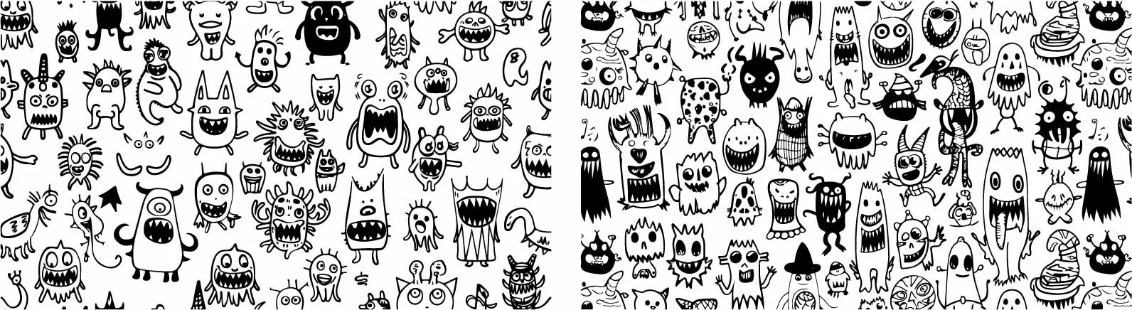 Funny Quirky Cartoon Monsters And Creatures Doodles Free Vector