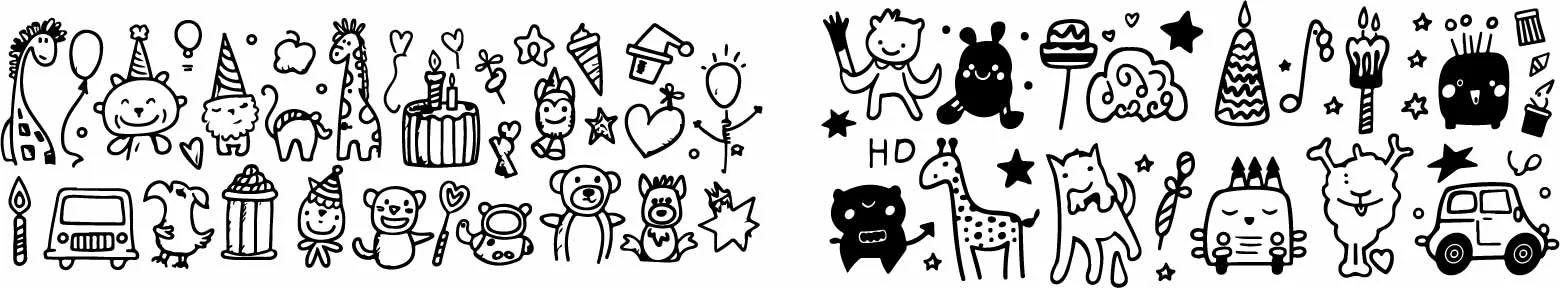 Playful Kids Stick Figures And Cute Doodle Drawings Free Vector