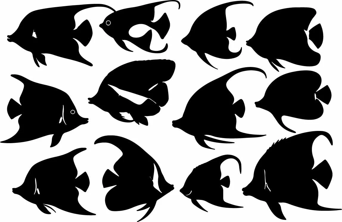 Tropical Angelfish Marine Reef Pattern Free Vector
