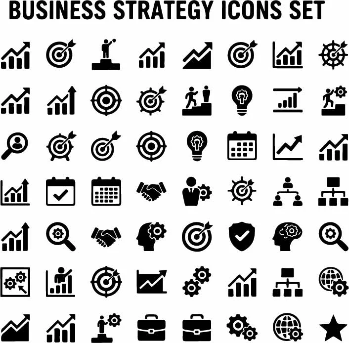 Business Strategy And Tactical Planning Icons Free Vector