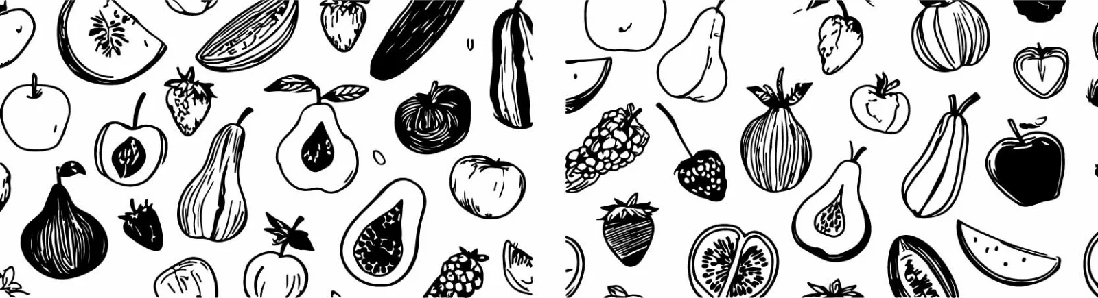 Fresh Garden Vegetables And Berries Sketches Free Vector