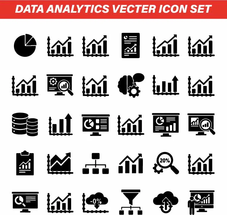 Data Analytics And Business Dashboard Icons Free Vector