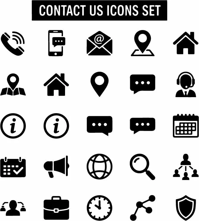 Contact Us And Customer Support Icons Set Free Vector
