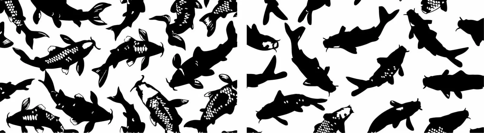 Dangerous Swimming Sharks And Marine Fish Silhouettes Free Vector
