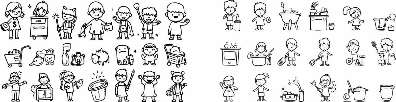 Cute Cartoon Professions And People Character Doodles Free Vector