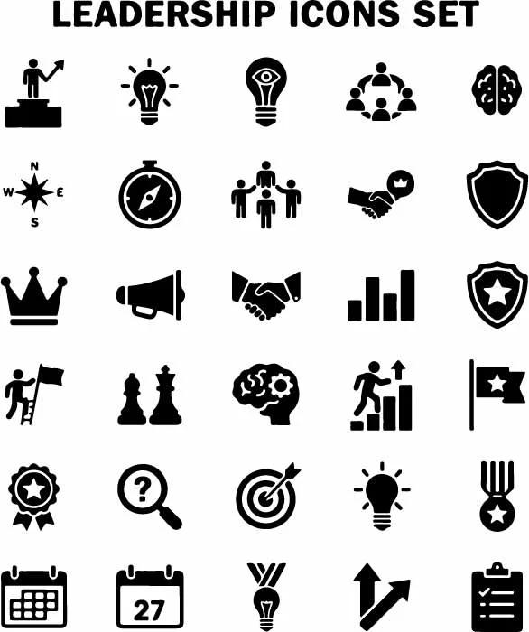 Business Leadership And Career Growth Icons Free Vector