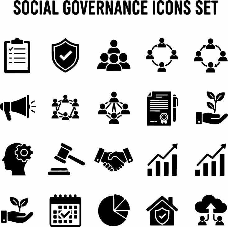 Corporate Social Governance And ESG Icons Free Vector