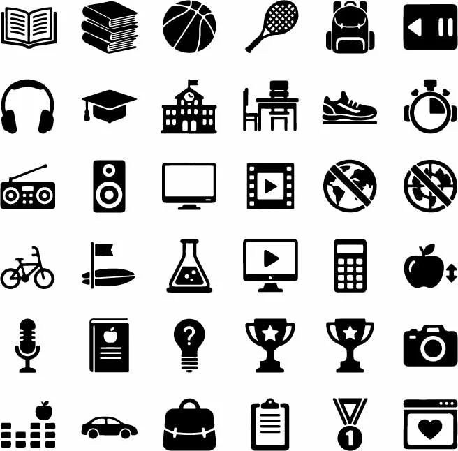 School Education And College Campus Icons Free Vector