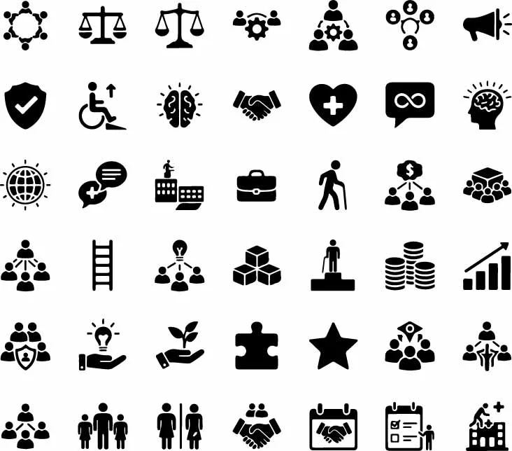 Community Support And Accessibility Icons Free Vector