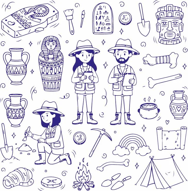 Camping Adventure And Hiking Exploration Doodles Free Vector