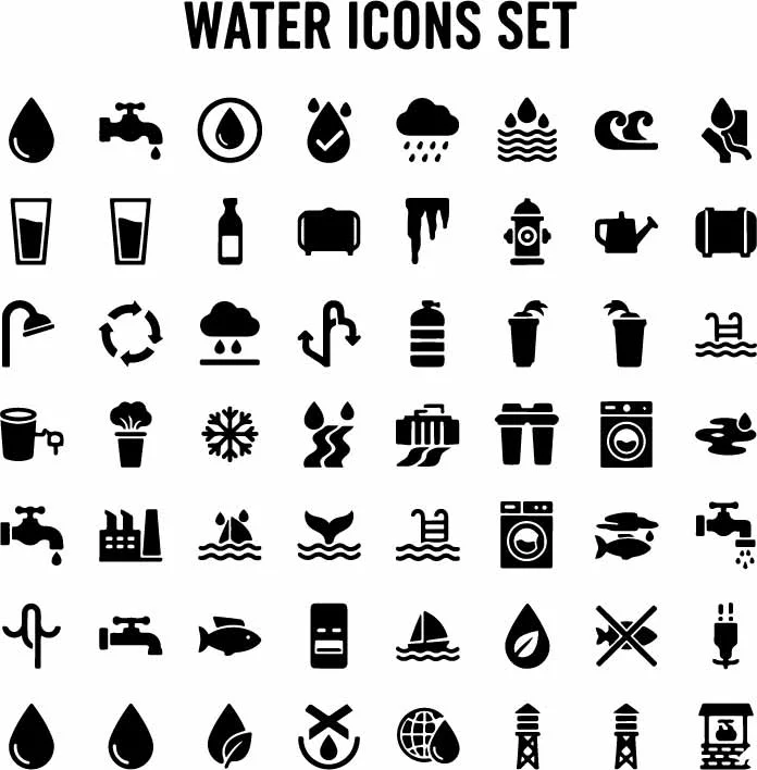 Water Drop And Hydration Icons Set Free Vector