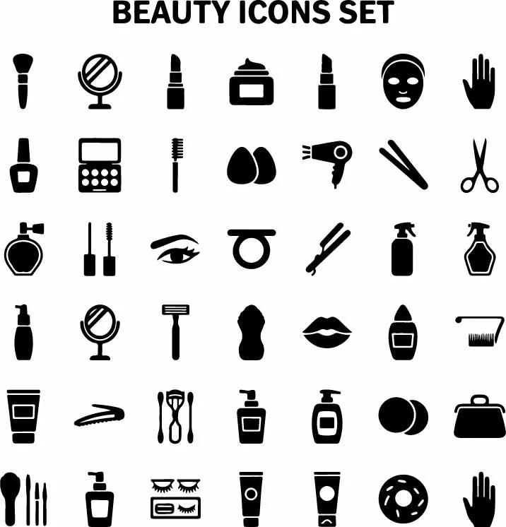 Beauty And Makeup Cosmetics Icons Set Free Vector
