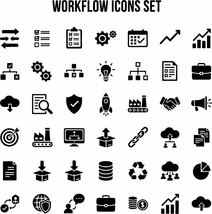 Business Workflow And Process Icons Set Free Vector