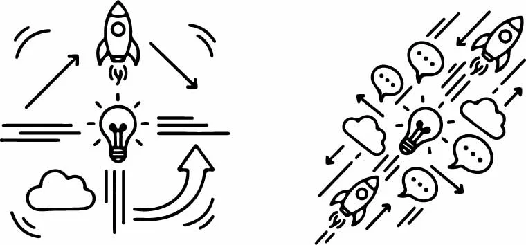 Hand Drawn Rocket Launch And Growth Arrows Doodles Free Vector