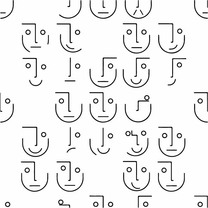 Continuous Line Art Abstract Face Portraits Pattern Free Vector