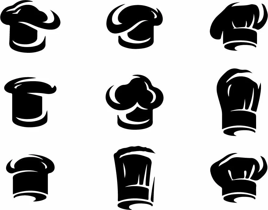 Chef Hats And Baker Uniform Silhouettes Free Vector