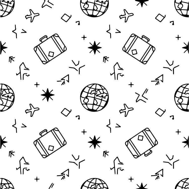 Summer Vacation Travel Suitcase And Compass Pattern Free Vector