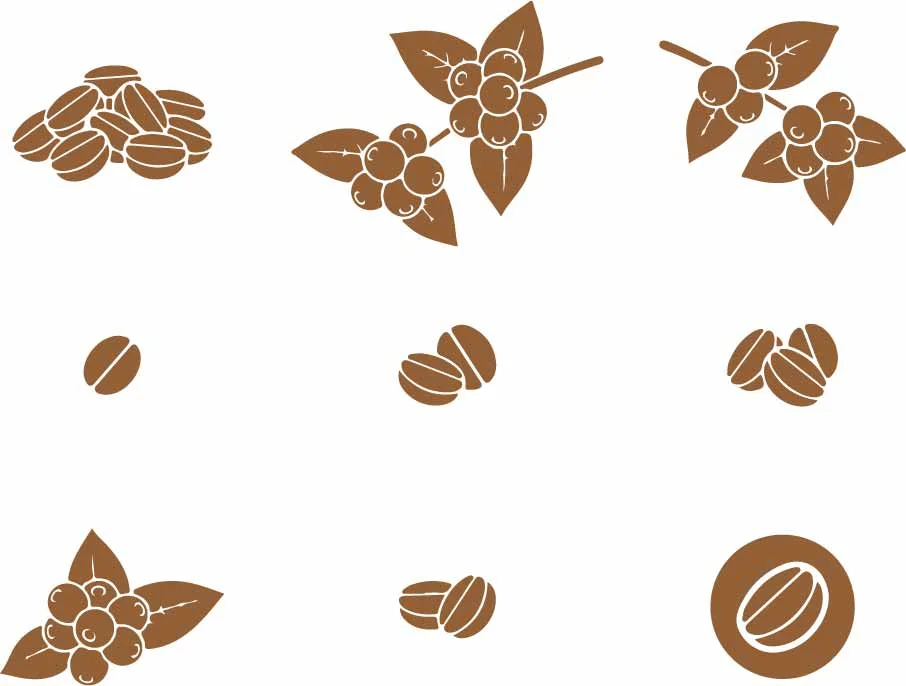 Coffee Beans And Botanical Foliage Pattern Free Vector