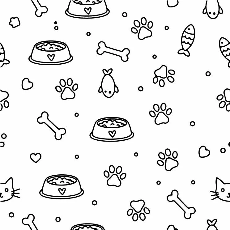 Cute Puppy Dog Bowls Bones And Accessories Pattern Free Vector