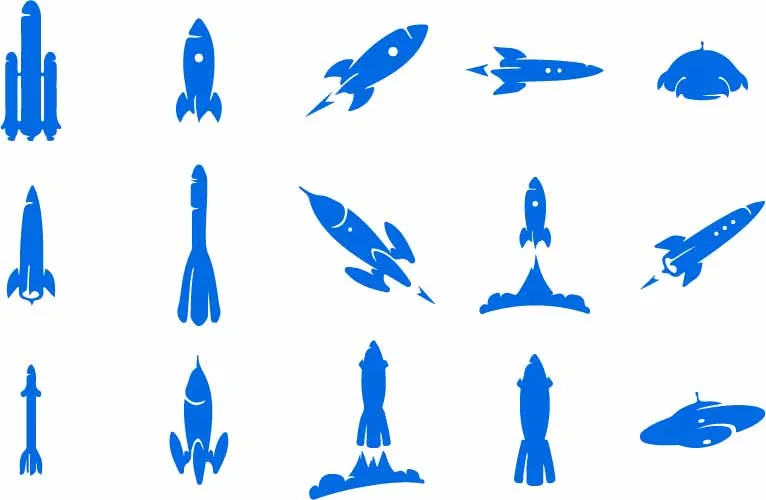 Futuristic Space Rockets Launching Seamless Pattern Free Vector