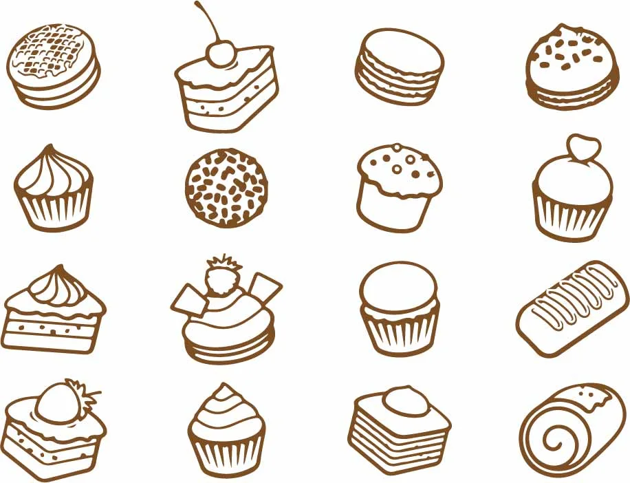 Sweet Bakery Cupcakes And Pastries Doodle Pattern Free Vector